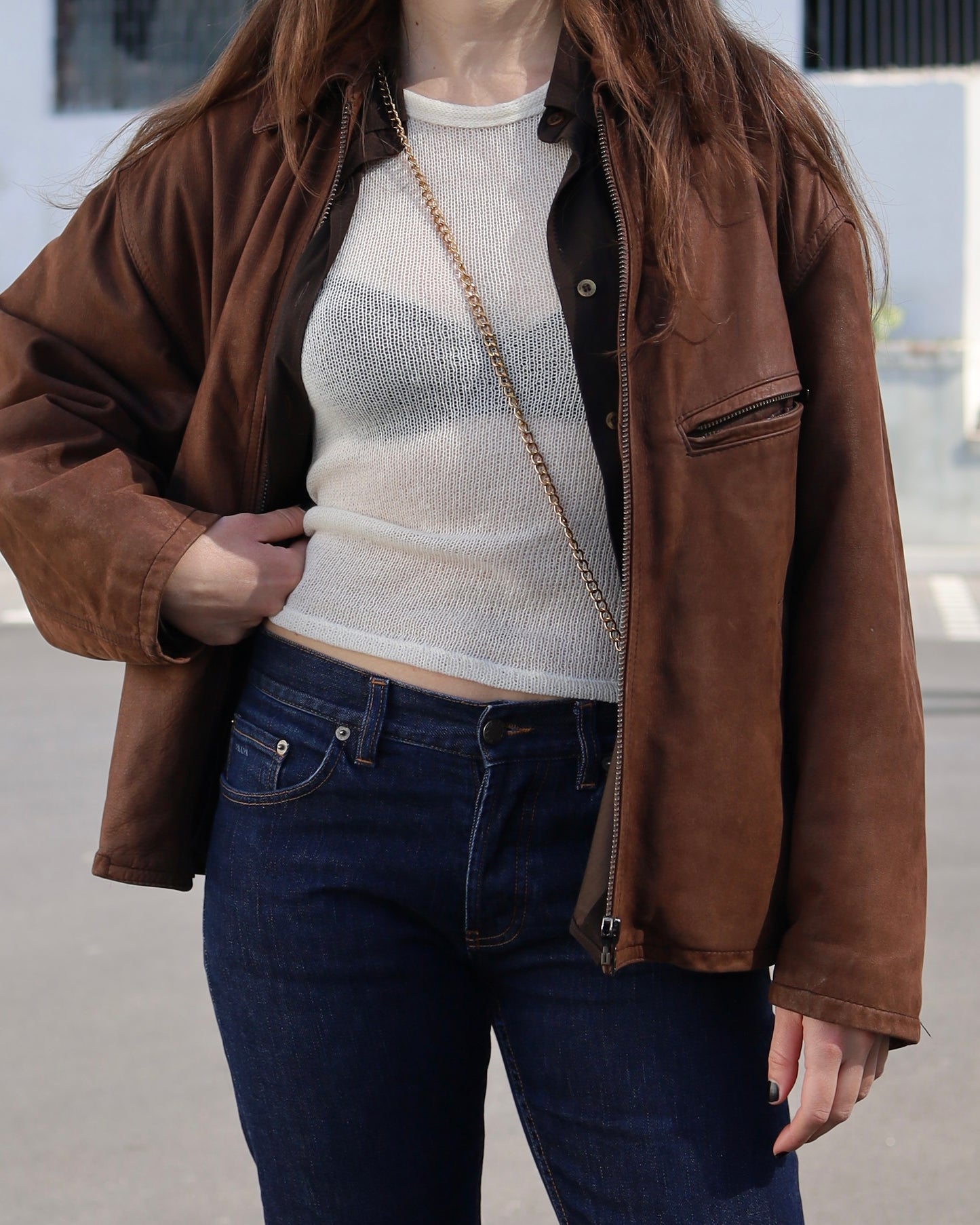 Brown leather jacket