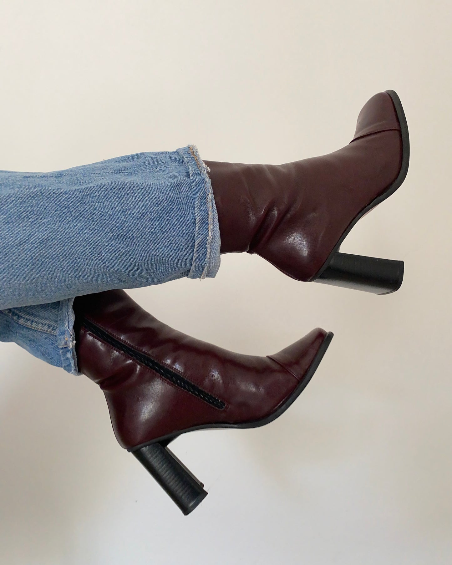 Vintage square toe leather boots