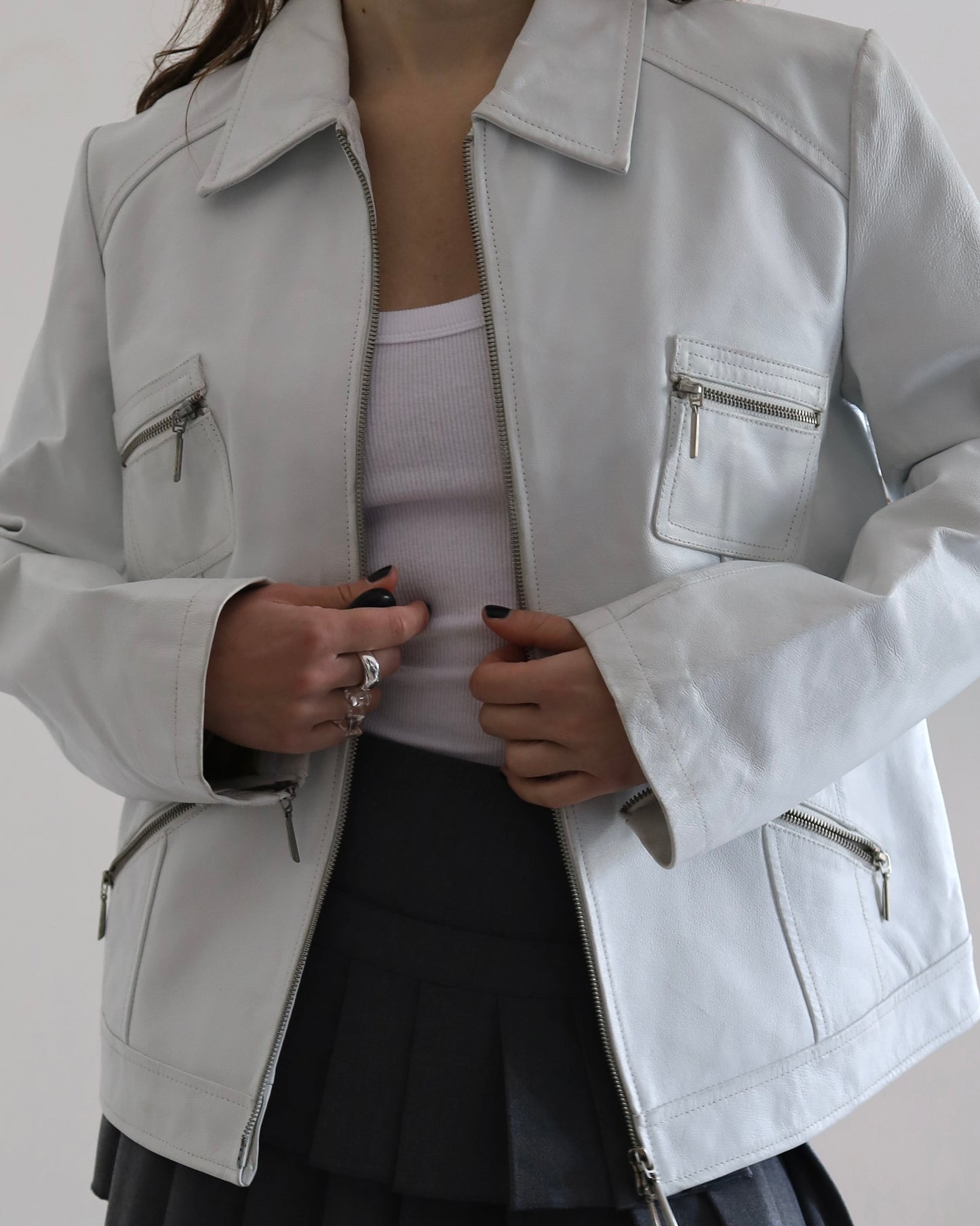 White leather jacket