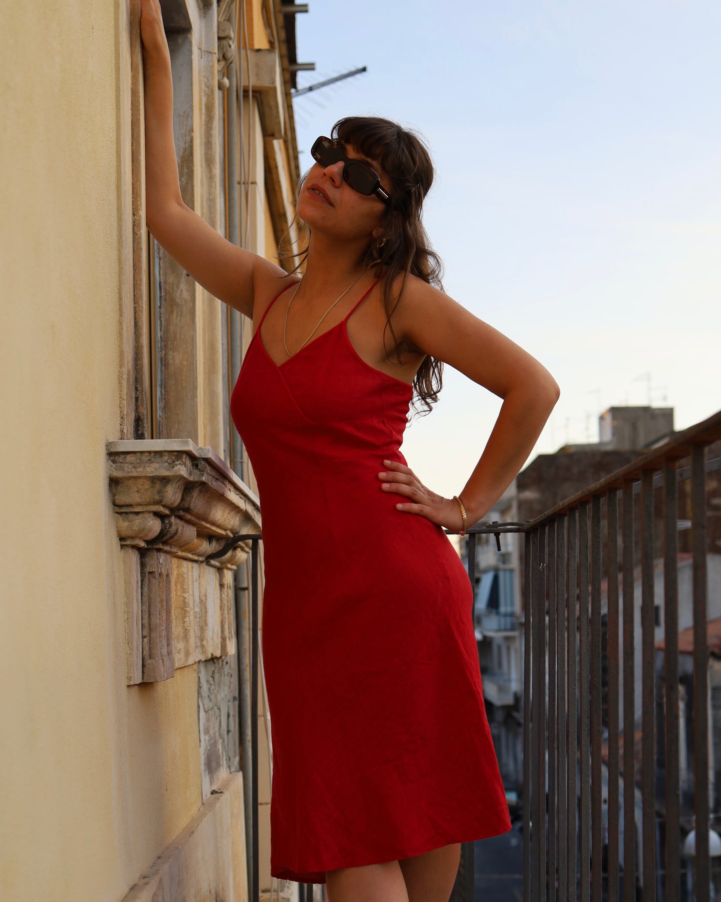 Vintage red midi dress