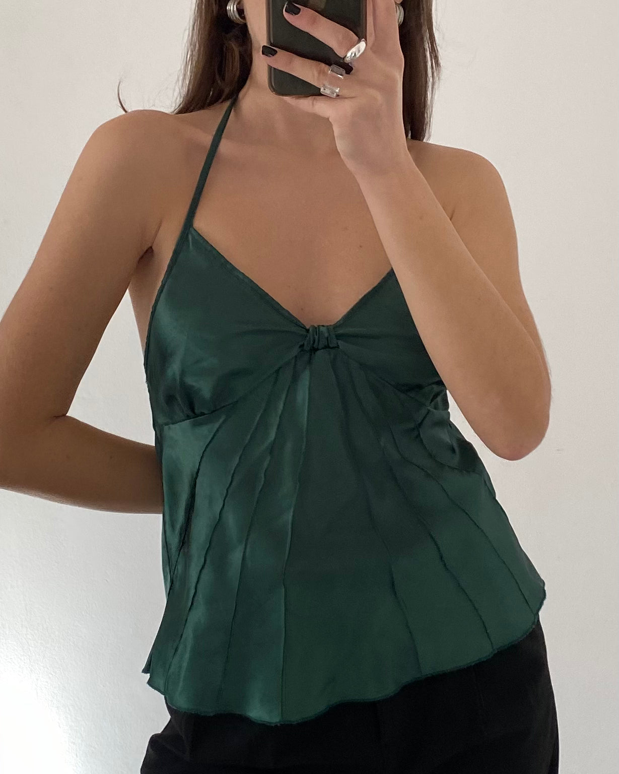 Emerald satin top