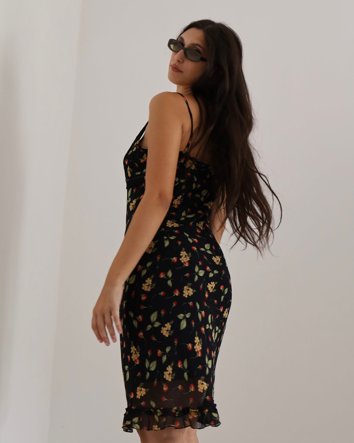 Vintage ditsy floral midi dress