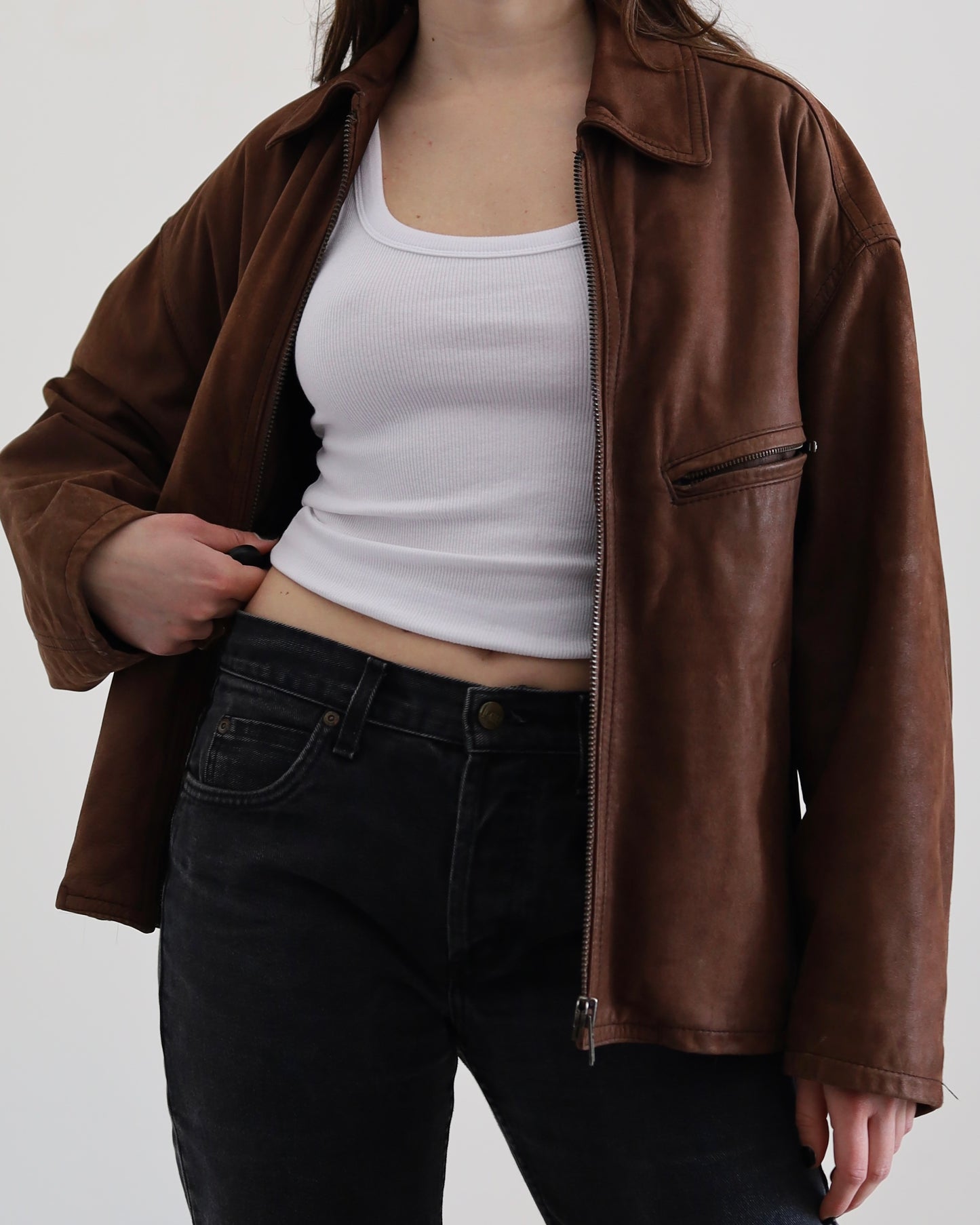 Brown leather jacket