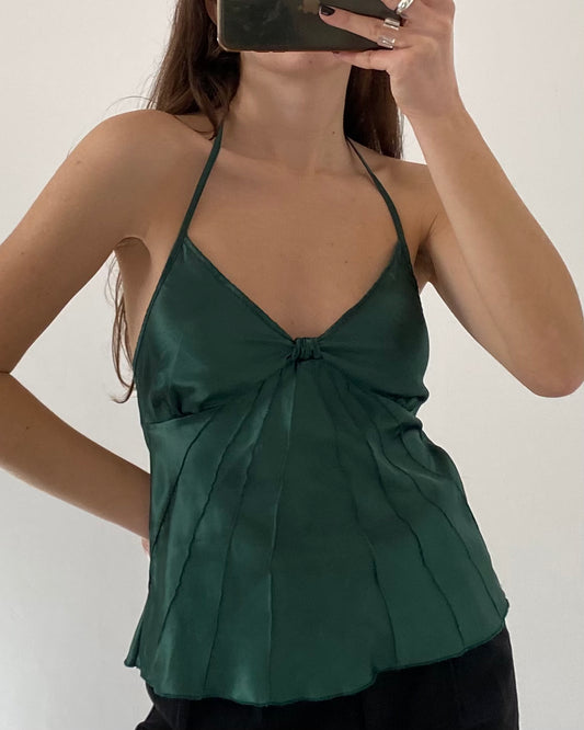 Emerald satin top