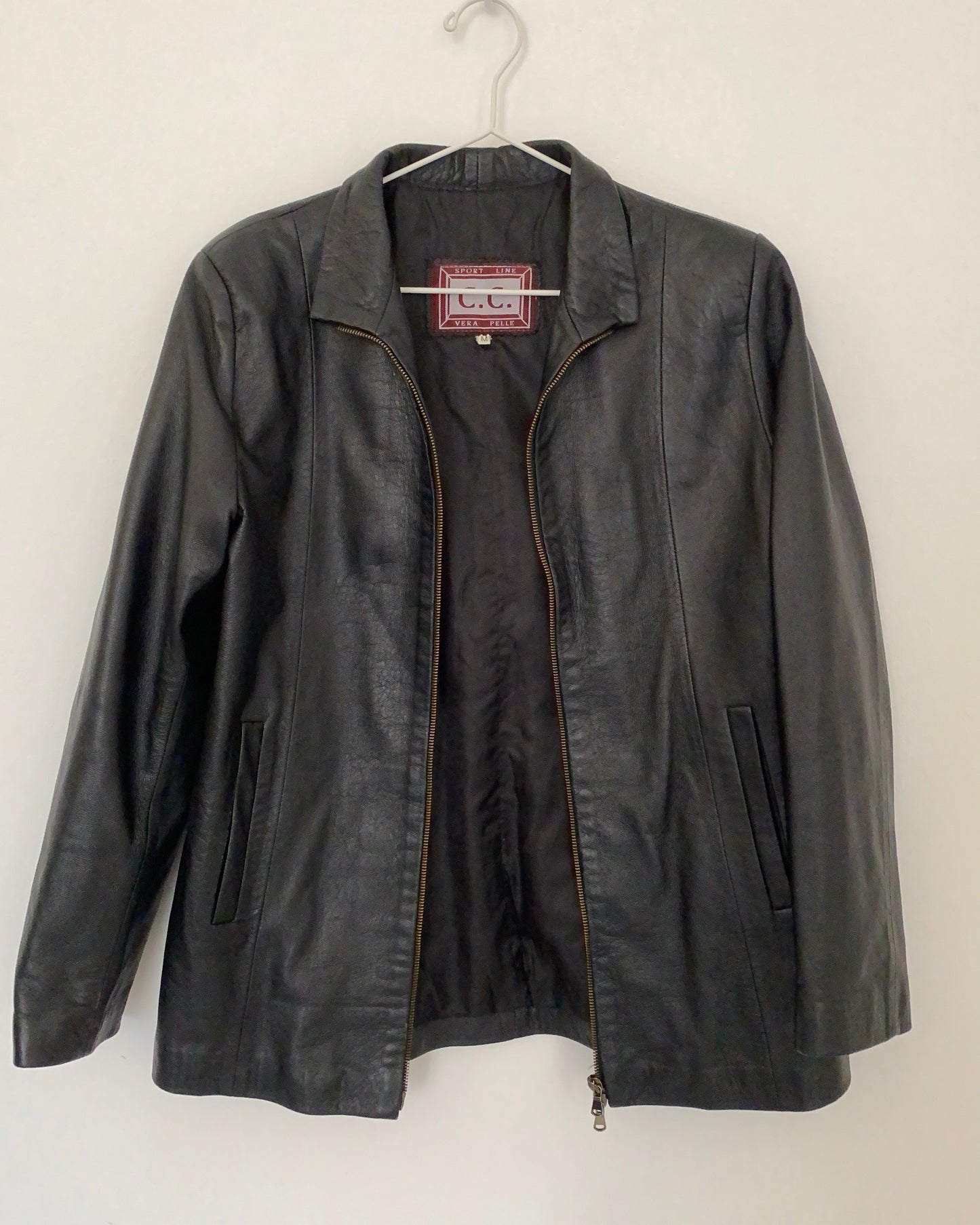 Double zip leather jacket