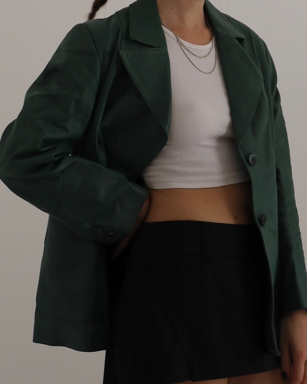 Green leather blazer