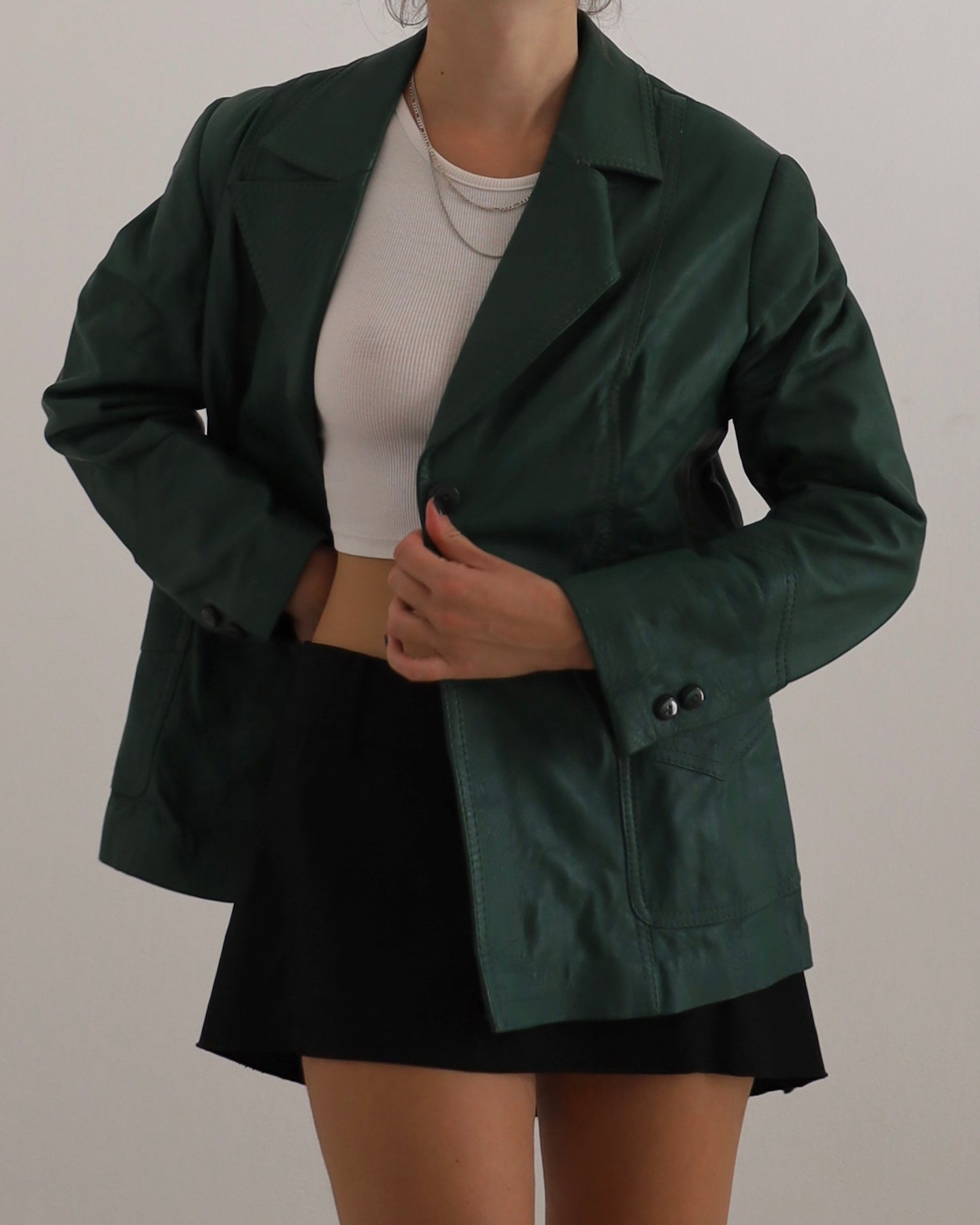 Green leather blazer