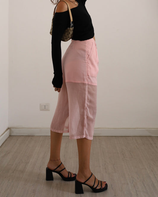 Baby pink mesh culottes