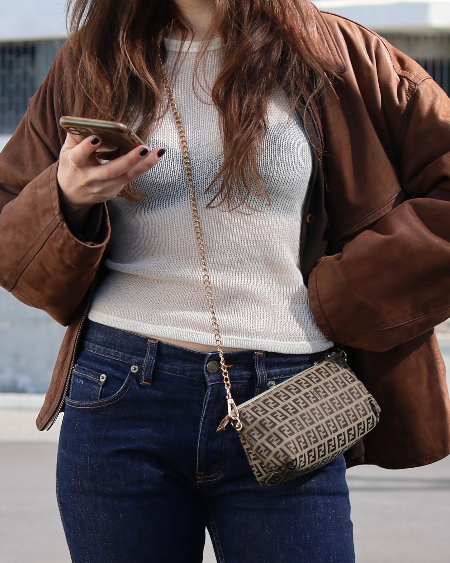 Brown leather jacket