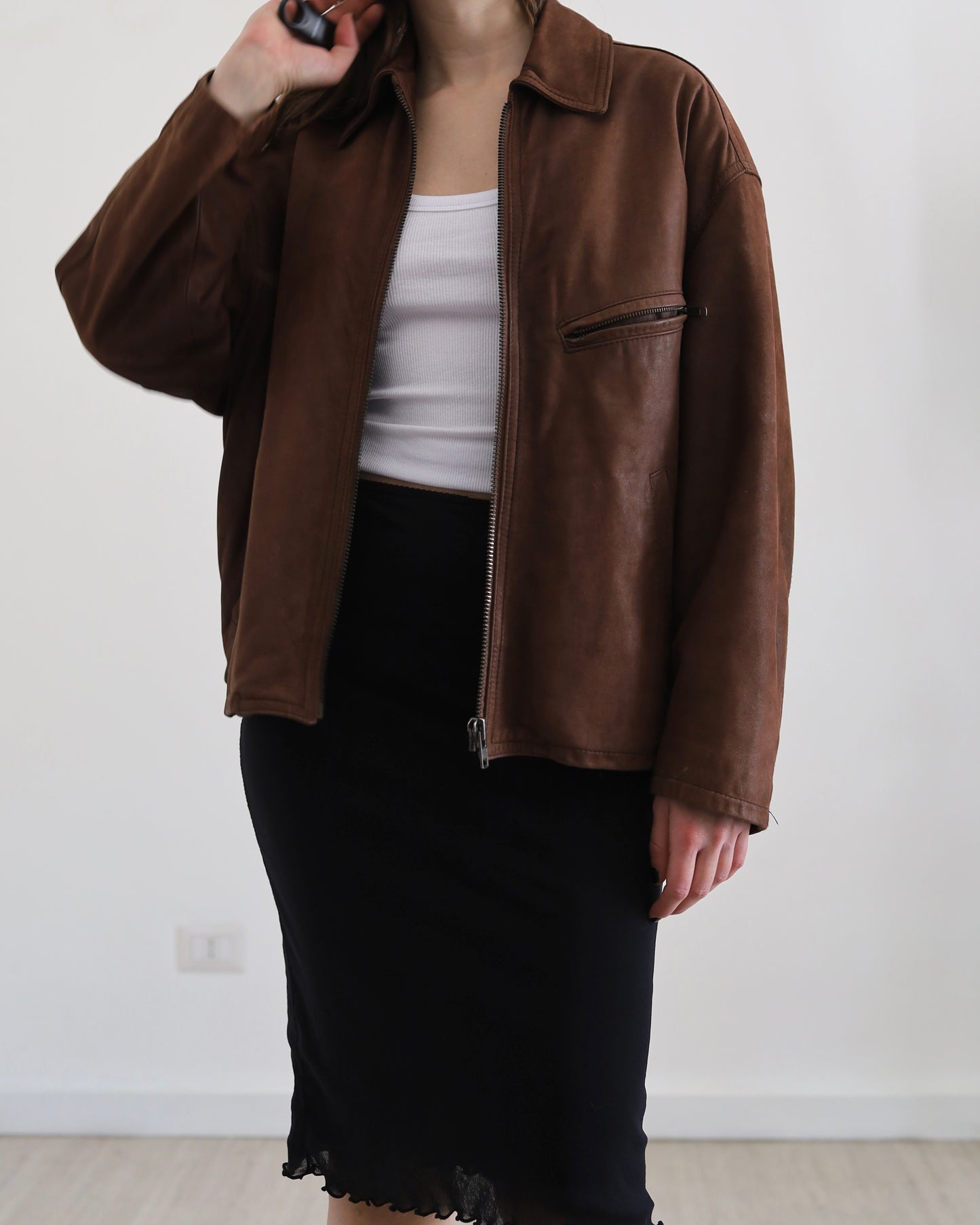 Brown leather jacket