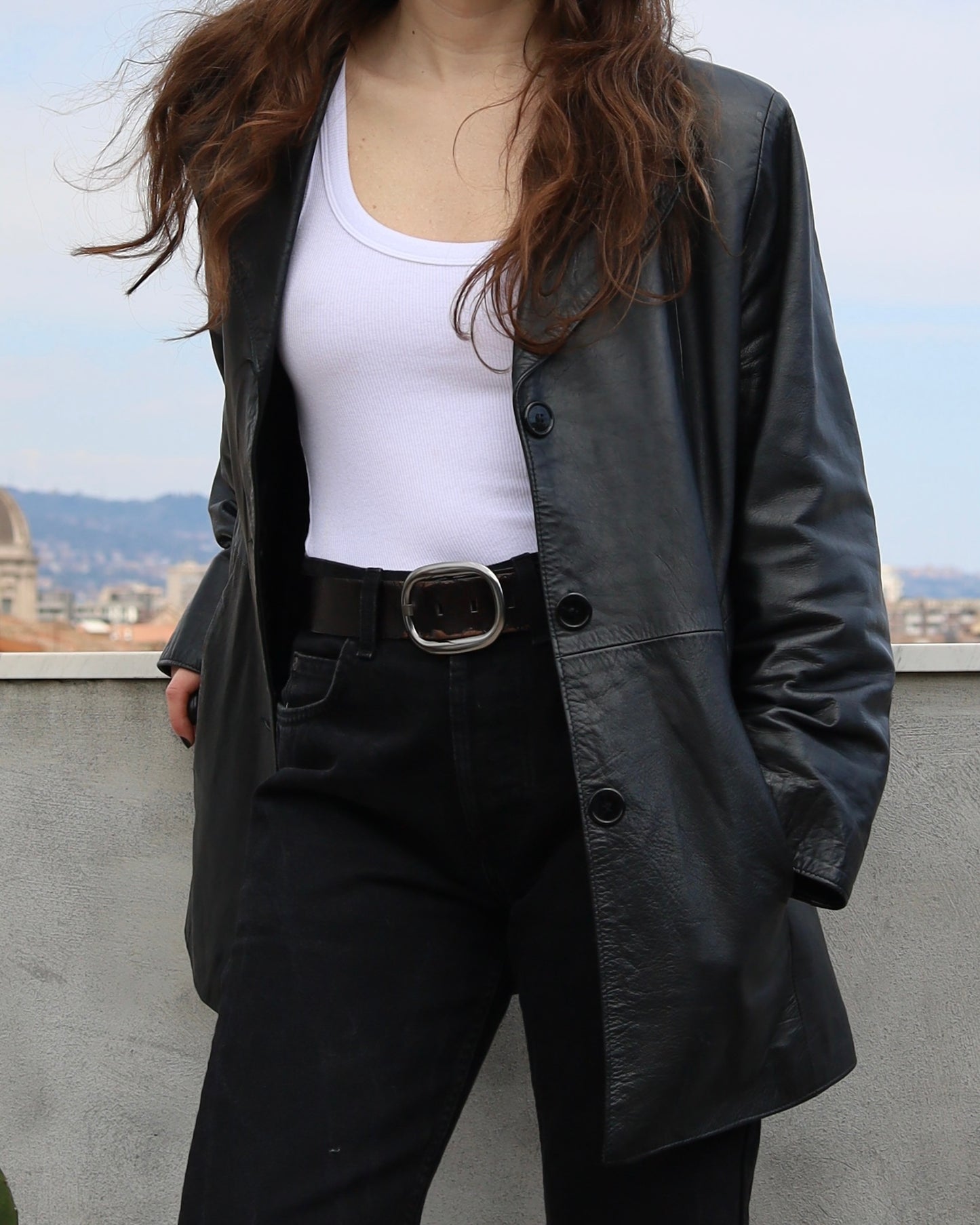 Leather blazer jacket