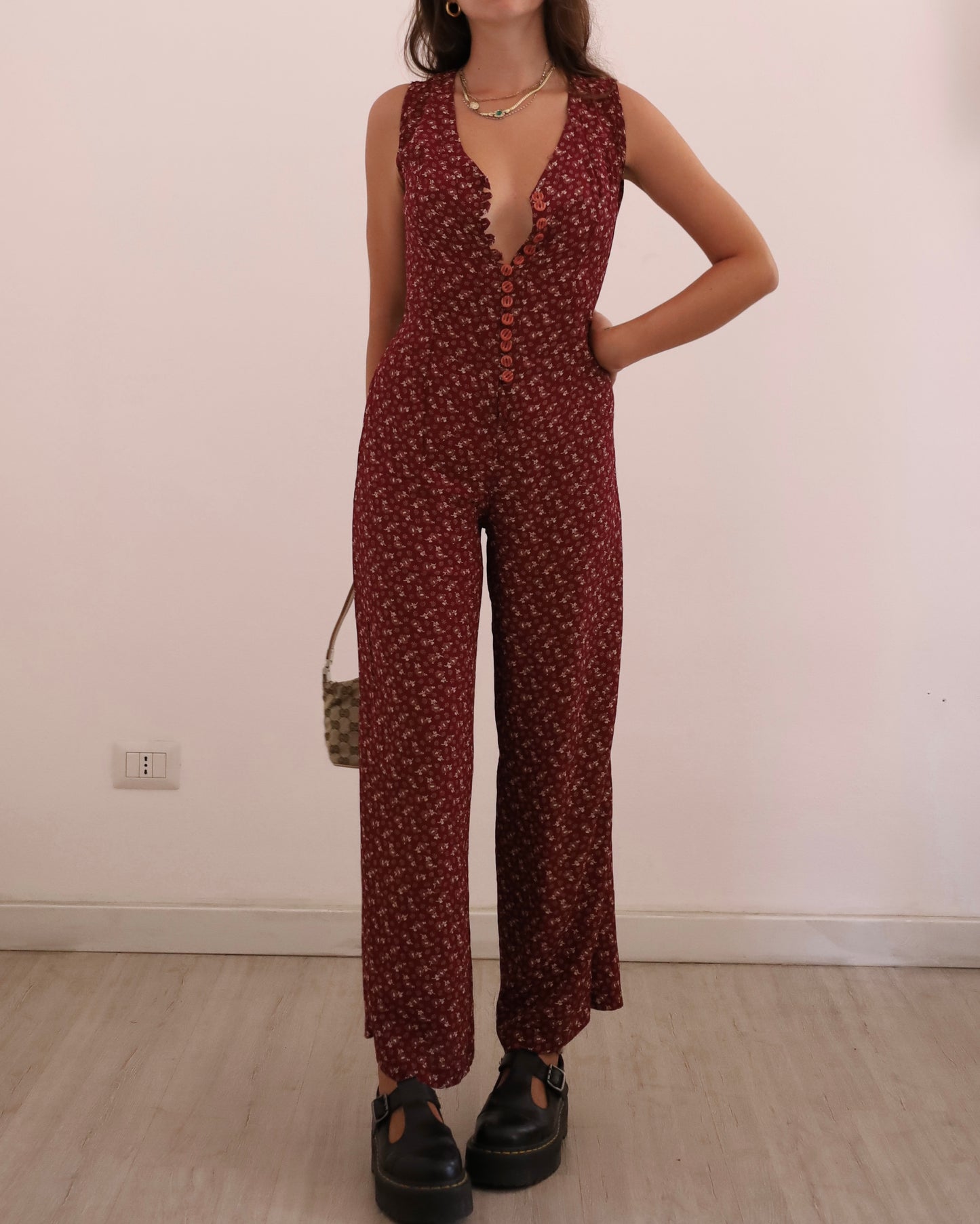 90s vintage buttoned jumpsuit