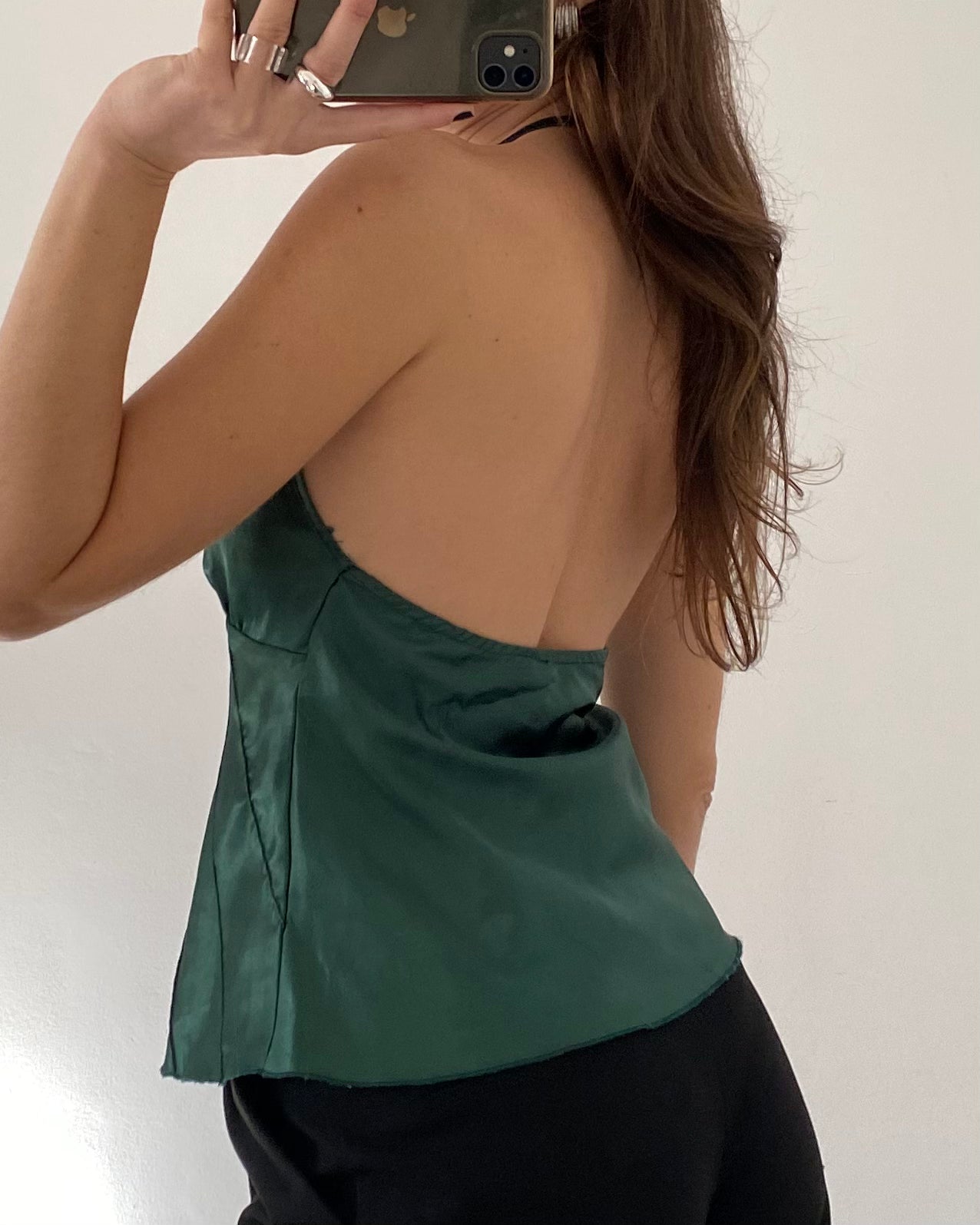 Emerald satin top