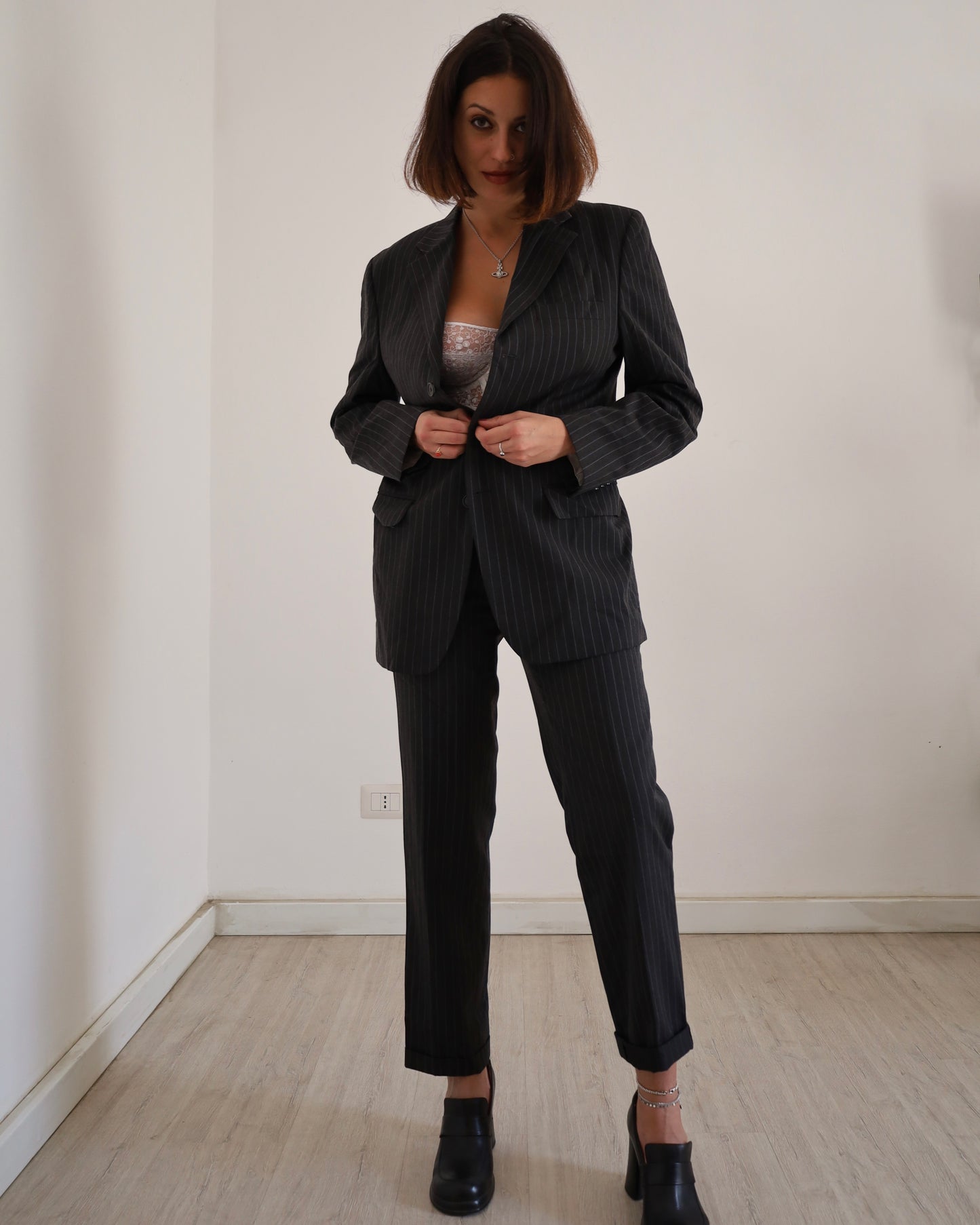 Pinstriped suit co-ord