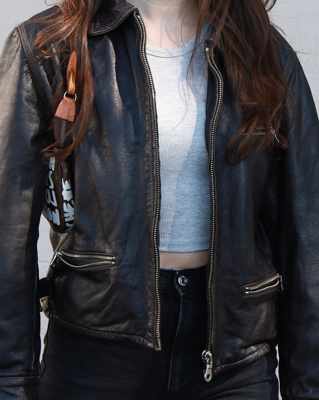 Brown leather jacket