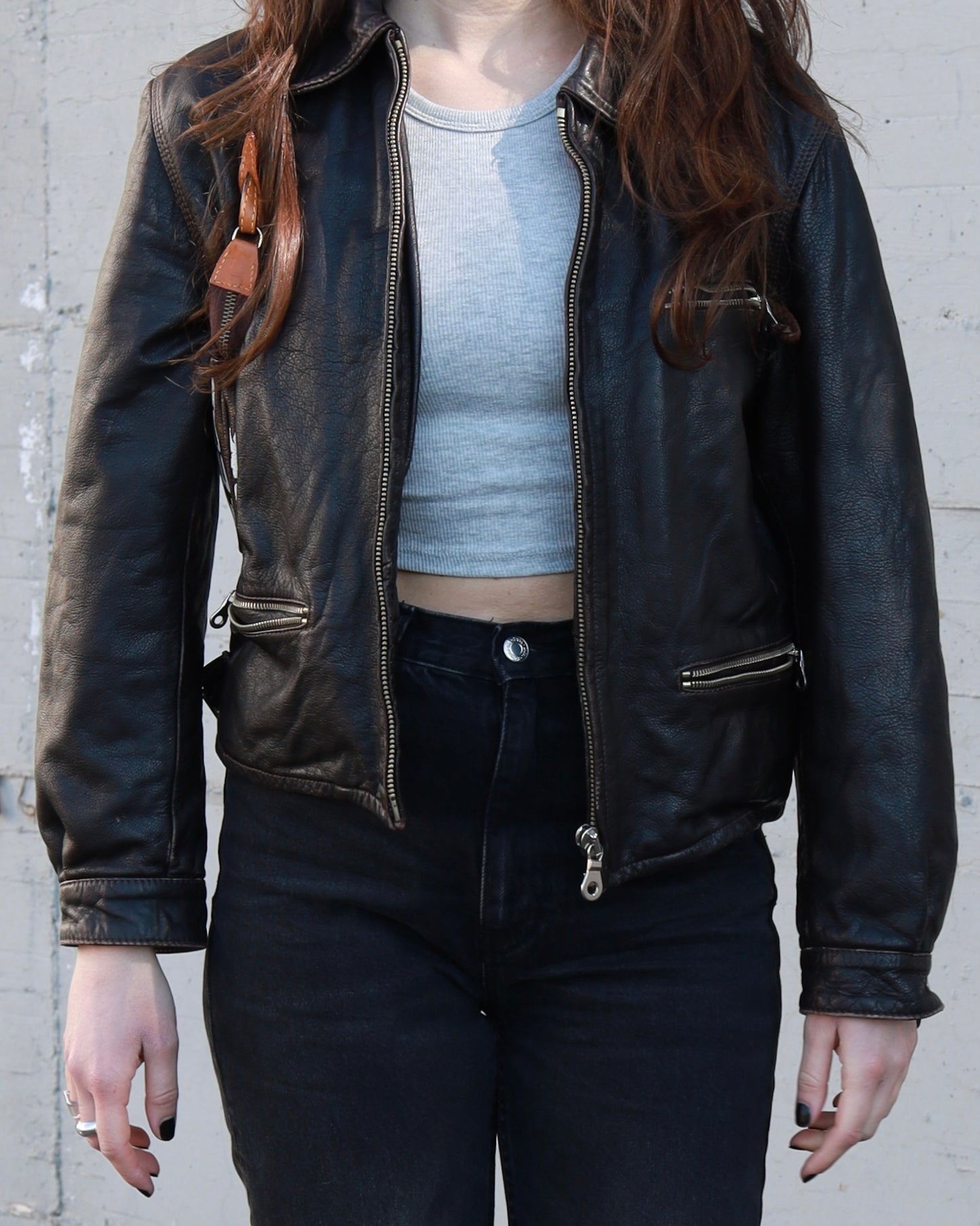 Brown leather jacket