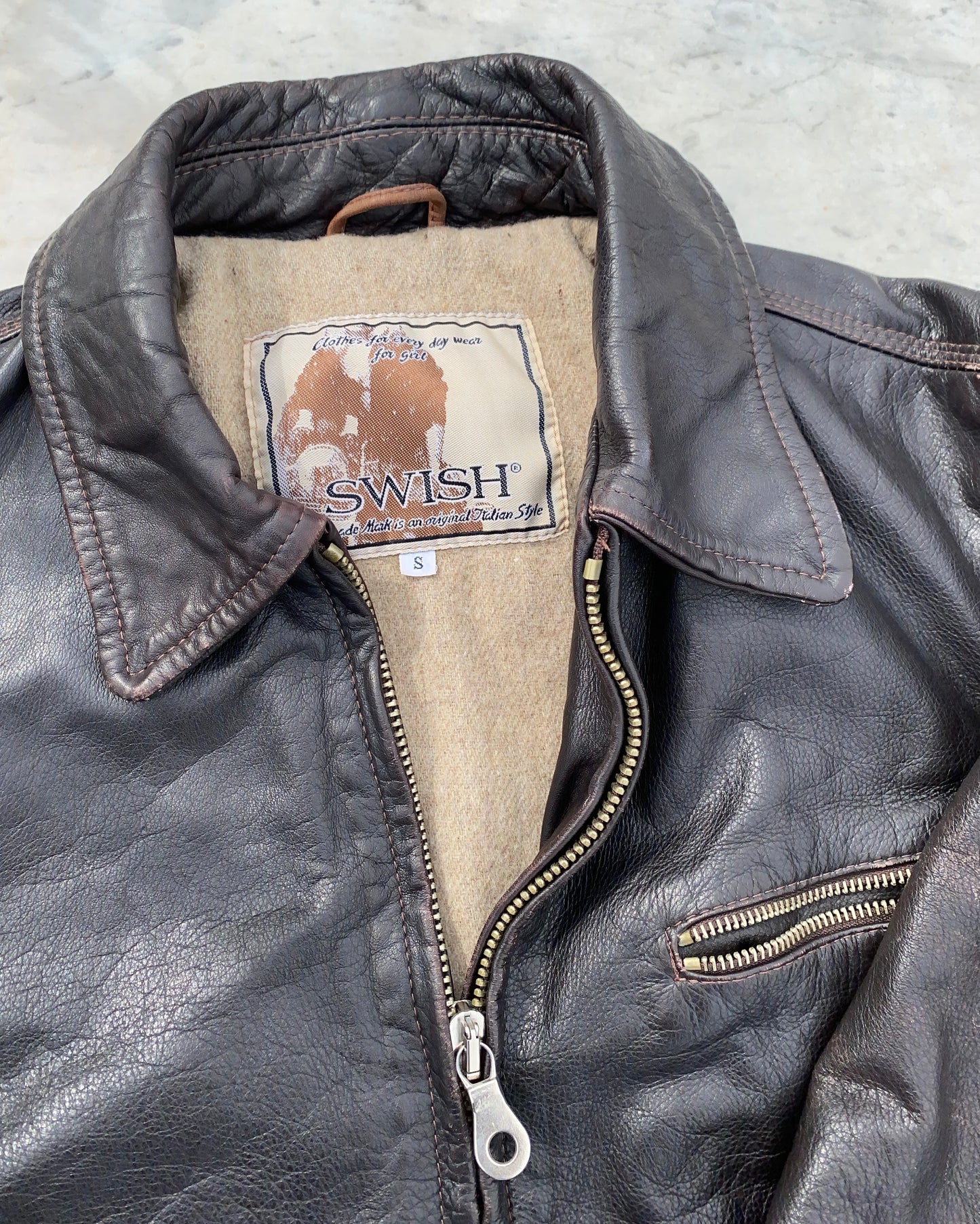 Brown leather jacket