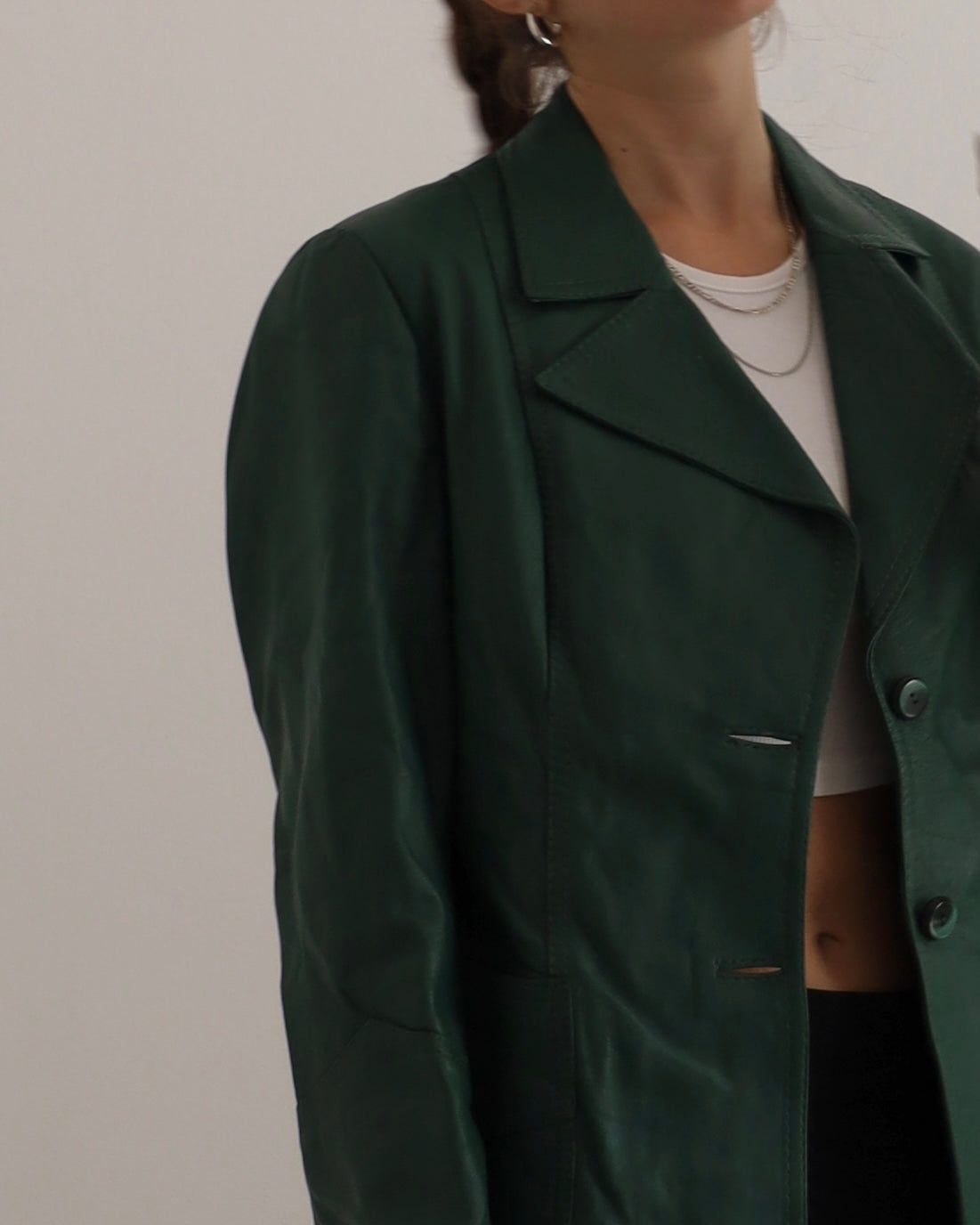 Green leather blazer