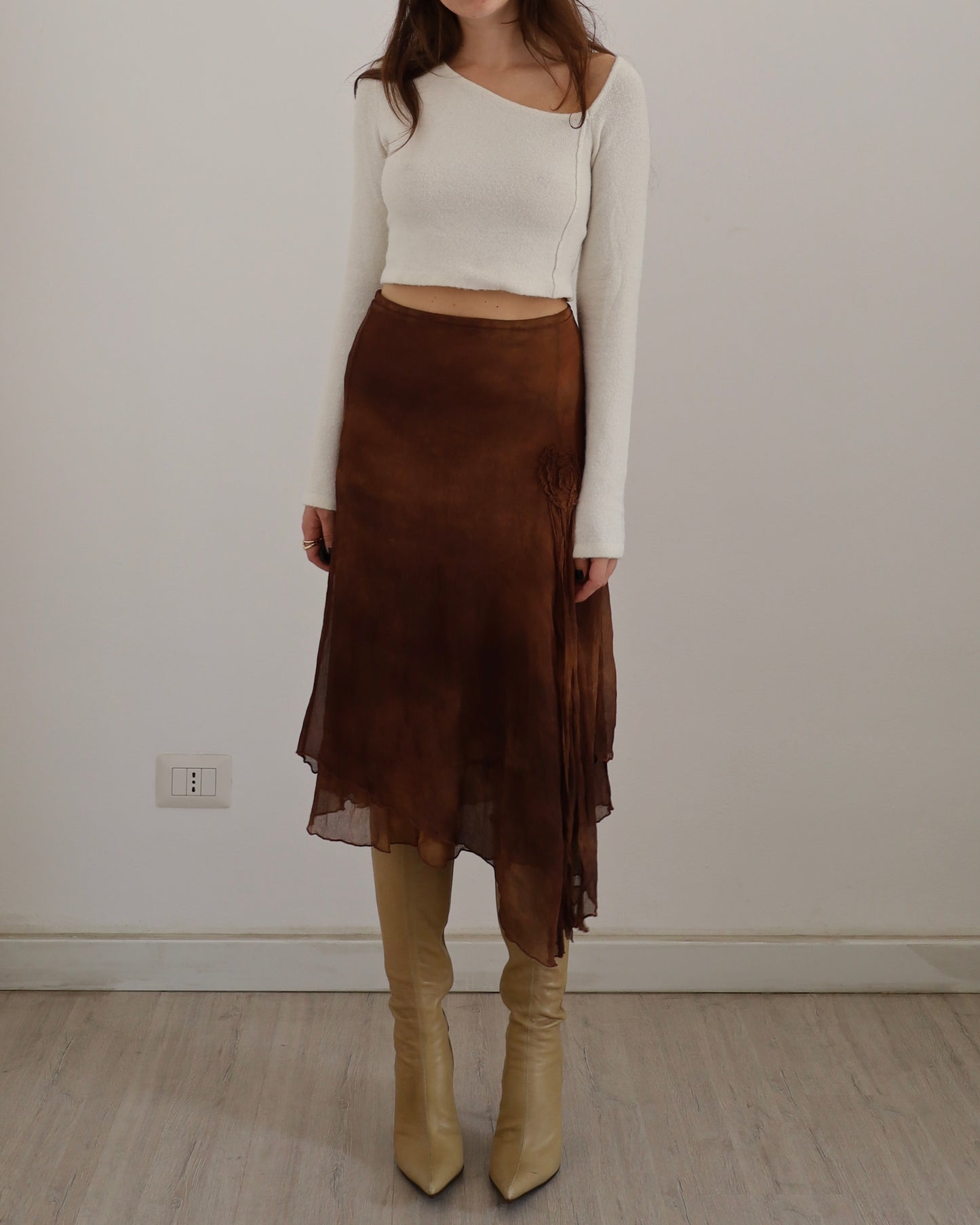 Silk midi skirt