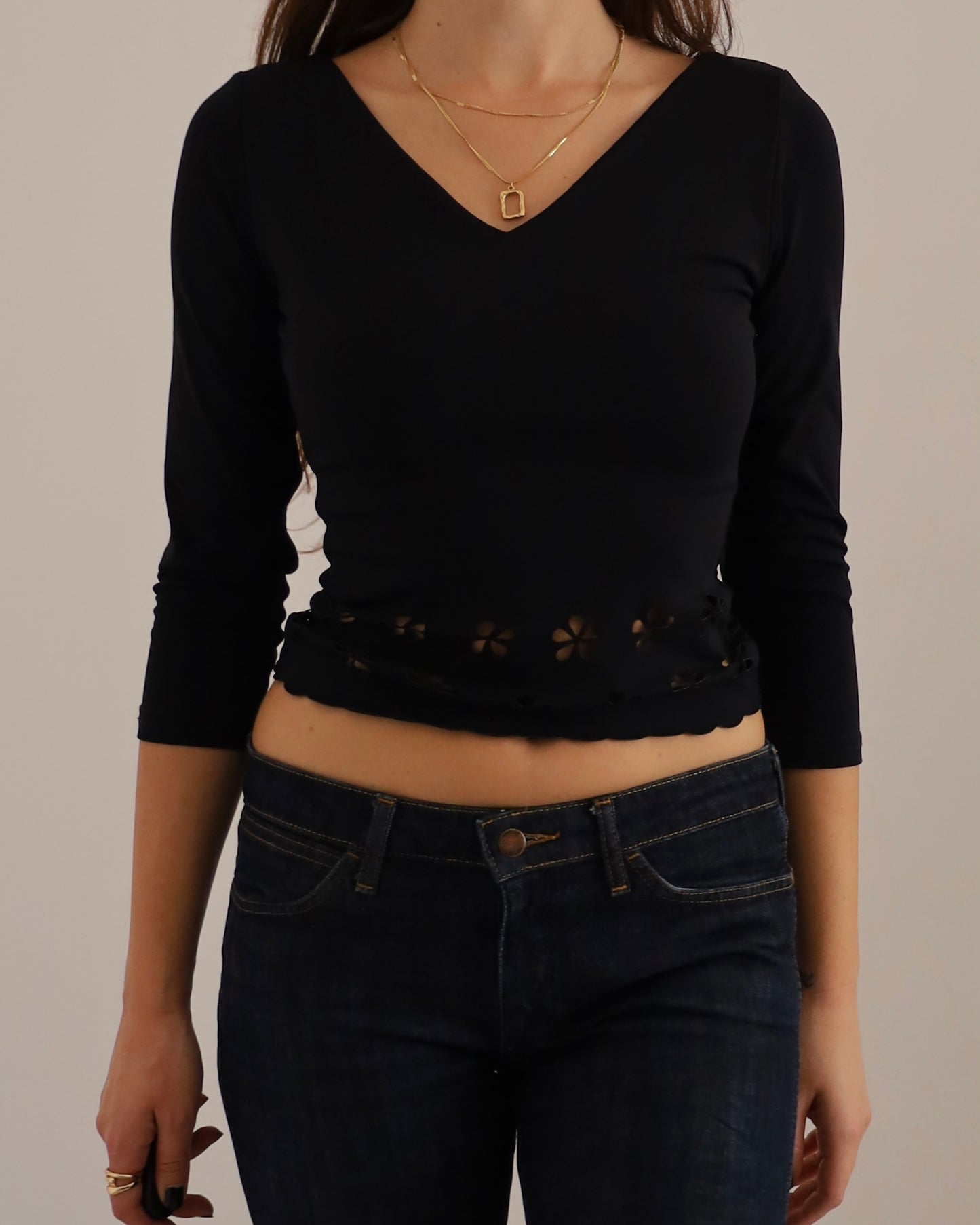 Long sleeves cut out top