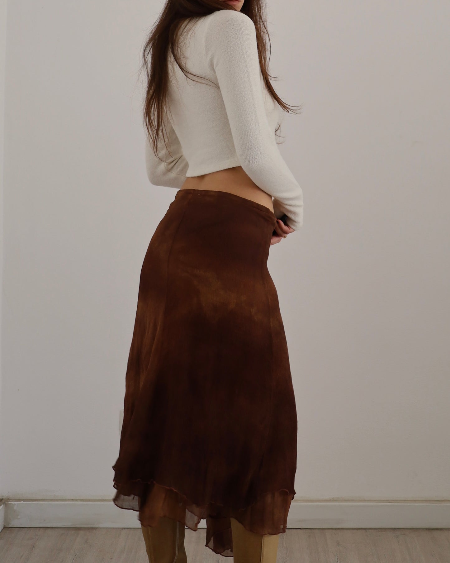 Silk midi skirt