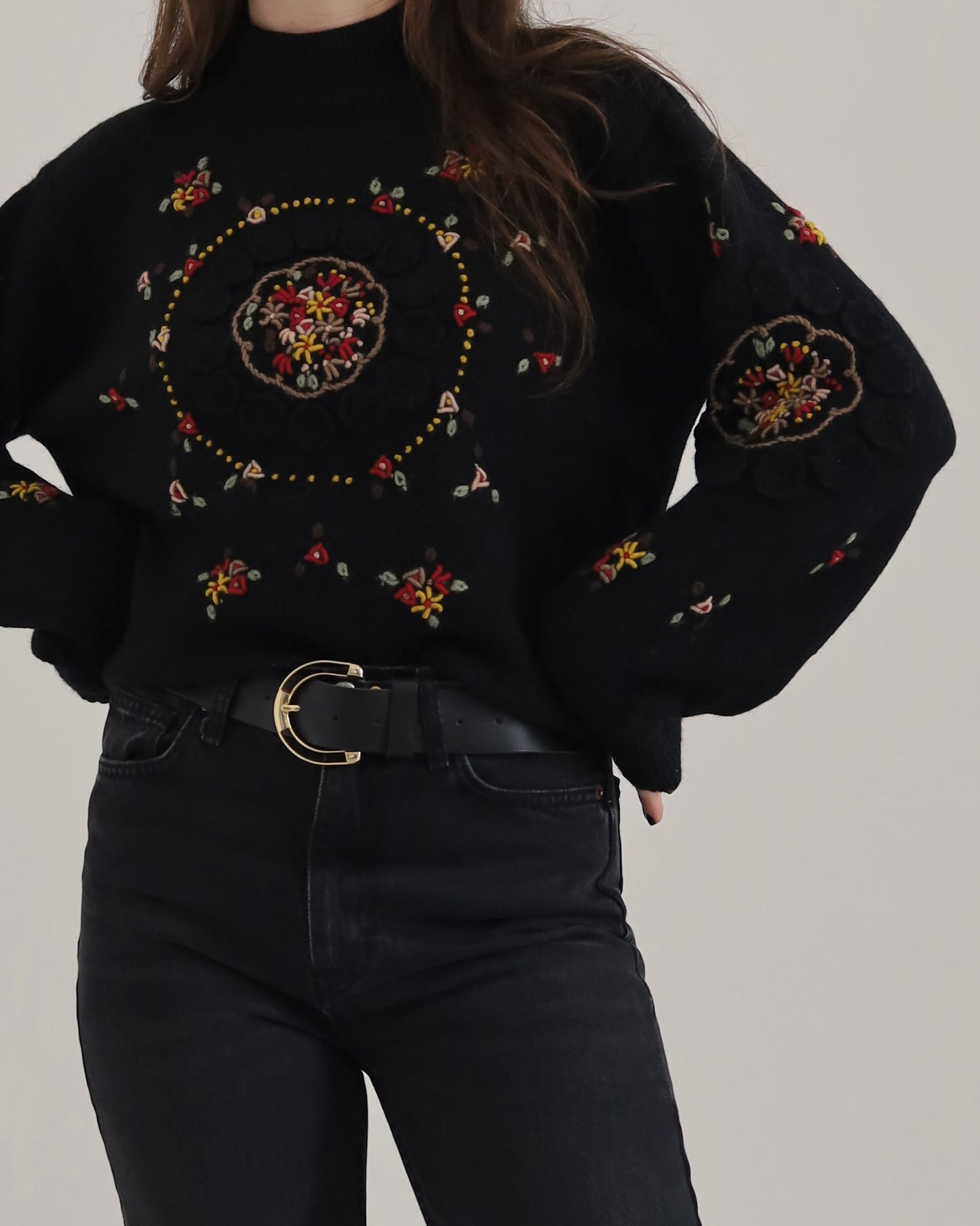 Vintage wool embroidered jumper