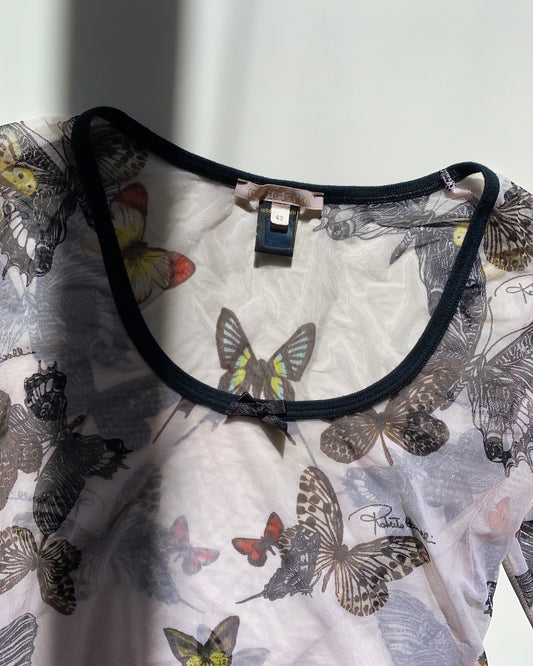 Roberto Cavalli butterflies micro mesh top