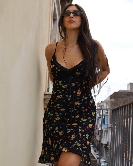 Vintage ditsy floral midi dress