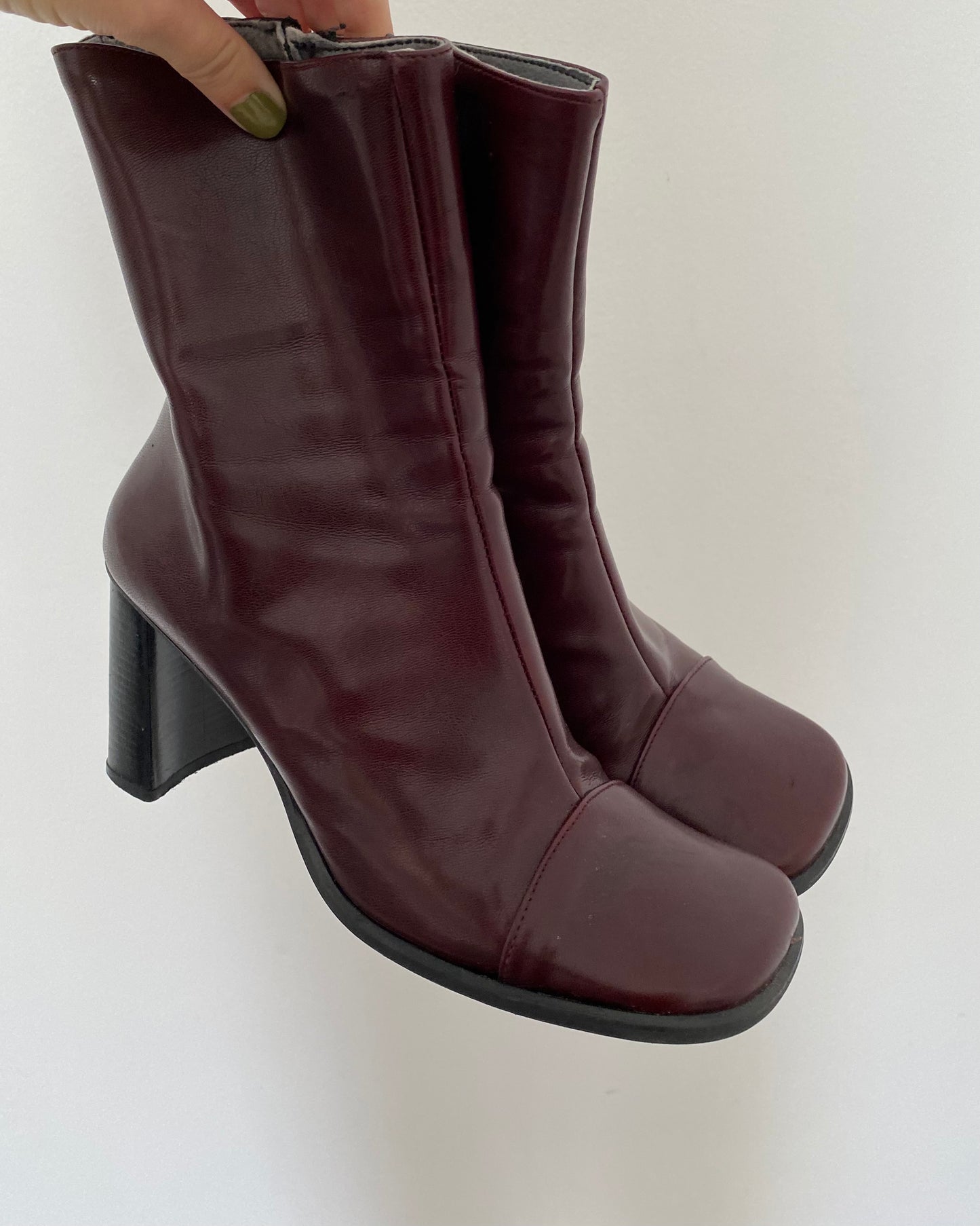 Vintage square toe leather boots