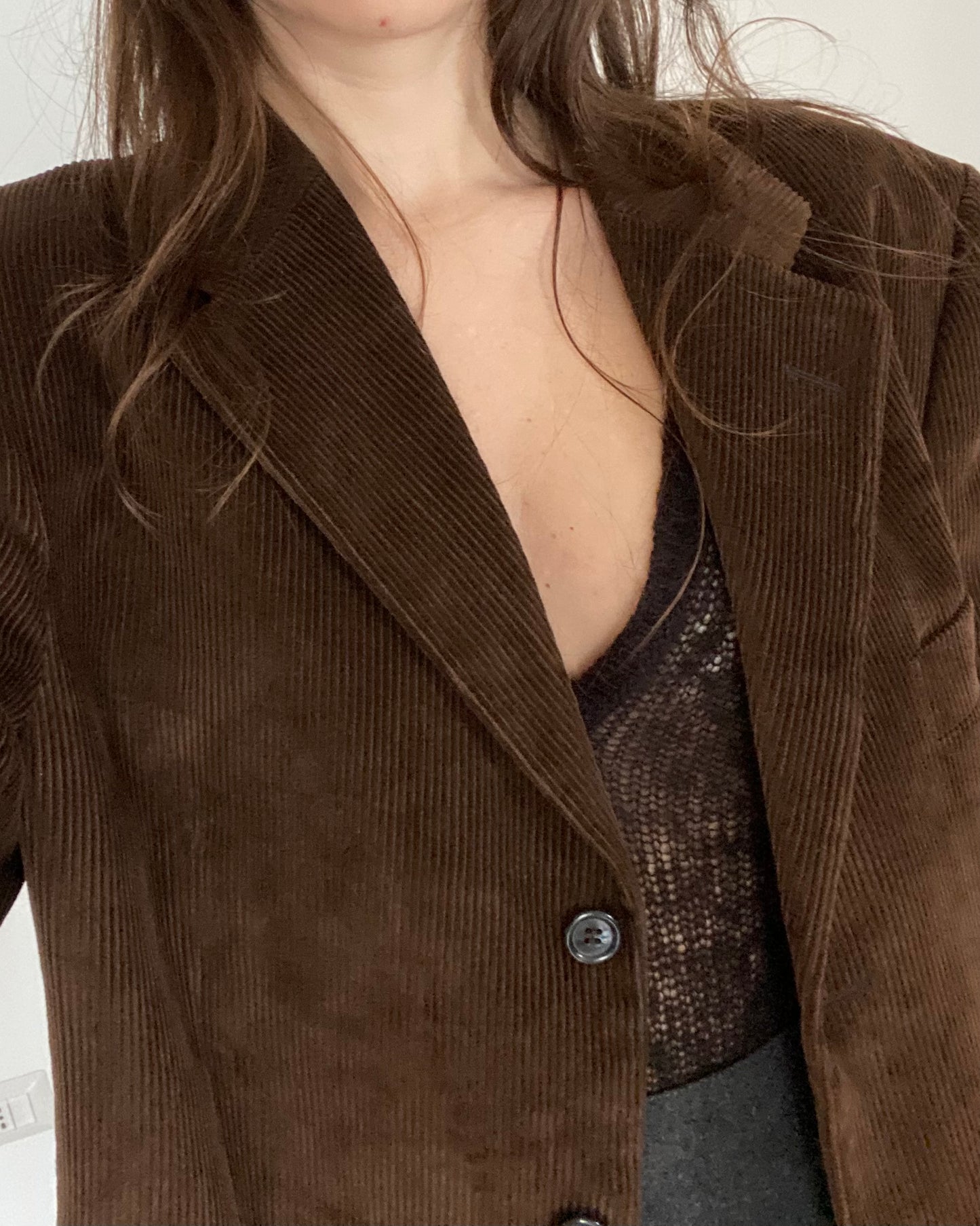 Blazer marron en velours côtelé