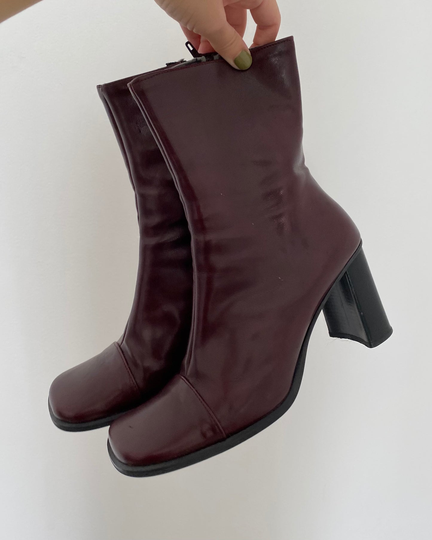 Vintage square toe leather boots