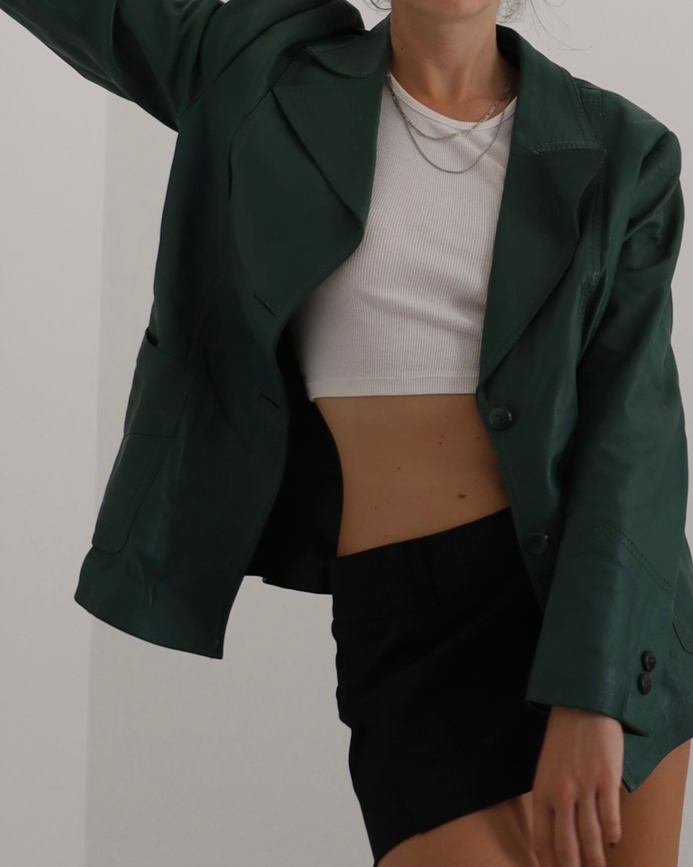 Green leather blazer